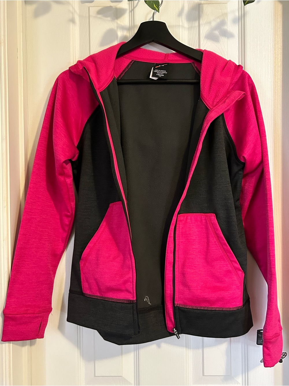 Head - Pink and Black Hooded Jacketi with Zip and thumb holes